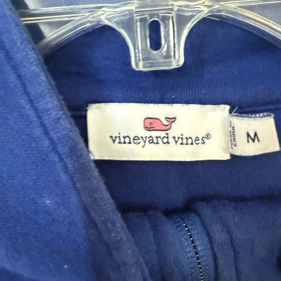Vineyard Vines Women's Sweater Blue Size M Pullover 1/4 Zip Whale Logo Mock Neck - Picture 4 of 4